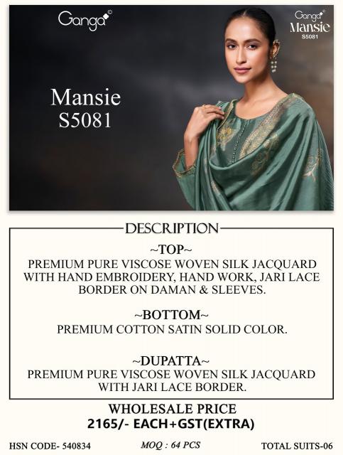 Ganga mansie 5081 wholesale non catalog dress material